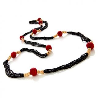 Jewelry Necklaces Beaded BAJALIA Black, Coral Color and Cream 60