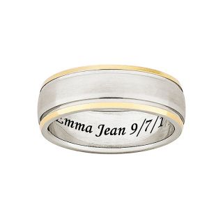 Jewelry Rings Personalized Two Tone Titanium Engraved Wedding