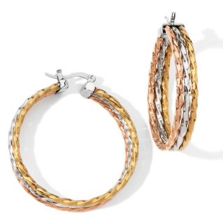  rope design tri color triple hoop earrings rating 80 $ 12 95 s h $ 1