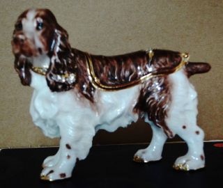 English springer dog, trinket box, collectible, Christmas gifts, field