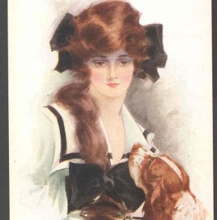 Mint Glamour Lady English Springer Spaniel Dog Postcard