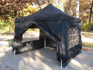 Black 10x10 EZ Pop Up 4 Wall Canopy Party Tent Gazebo