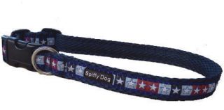 Spiffy Dog Navy Stars Pet Dog Collar Lightweight Quick Drying & Odor