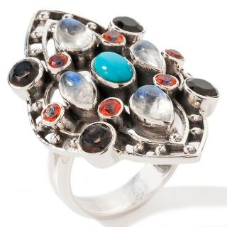 Nicky Butler Multigemstone Marquise Shaped Sterling Silver Ring