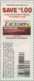 10 $1.00/1 Excedrin Migraine product Coupons  for 3+ won