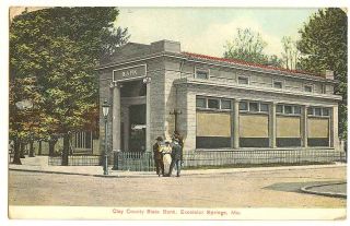 Missouri Excelsior Springs Clay County State Bank Postcard 1911 MO