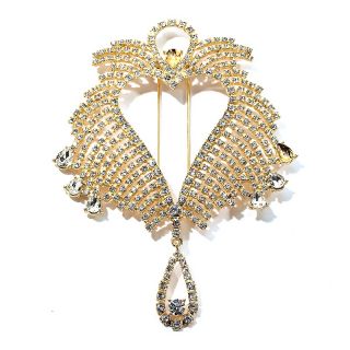 Rara Avis by Iris Apfel Crystal Heart Goldtone Cutout Pin