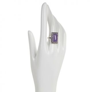 Jade of Yesteryear Lavender Jade and CZ Sterling Silver Ring