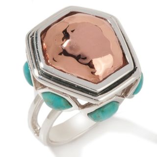 Studio Barse Abstract Copper and Kingman Turquoise Sterling Silver