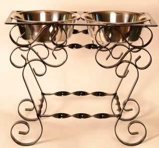 17 Wrought Iron Dog Feeder Stand Elevated