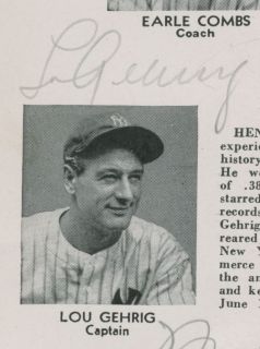 Lou Gehrig 1937 Program Signed PSA DNA 14SIGS K72955