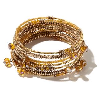 American Glamour Badgley Mischka Set of Six Coiled Beaded Bracelets at