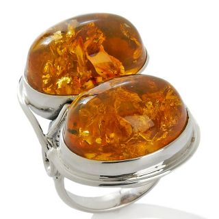 Age of Amber Double Honey Amber Sterling Silver Ring