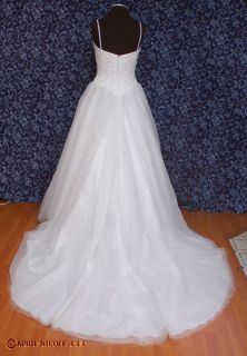 White Satin & Tulle Pretty Beaded Wedding Dress 6