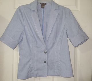 Kenar Short Sleeve Pin Striped Blazer Shirt Sz 8 Med
