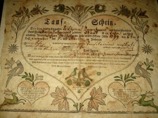 1799 Ephrata PA FRAKTUR Pennsylvania GERMAN Americana BAPTISM