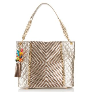  patent and suede chevron tote with keychain rating 19 $ 44 96 s h