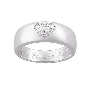 106 9785 sterling silver pave diamond heart engraved message ring note
