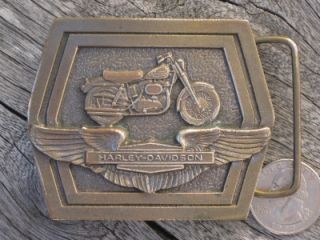 Vintage Harley Davison Motorcycle Brass Belt Buckle 2