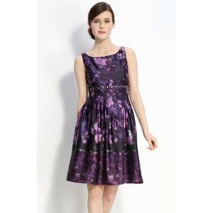 Eliza J Sz 4 Small Purple Print Satin Dress s Women Clothing