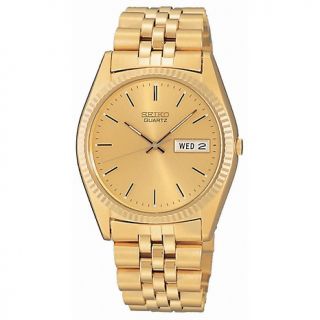 108 0867 seiko men s goldtone stainless steel bracelet watch rating 1