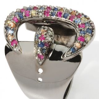 Carlo Viani 1.09ct Ruby and Sapphire Black Sterling Silver Buckle R