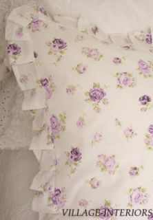 Chic Shabby Lavender Purple Rose Queen Duvet Cover Set