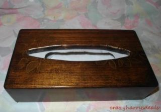 Wood Wooden Facial Tissue Kleenex Tissue Box Cover Holder Gold Floral
