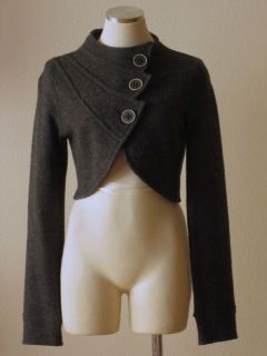 Anthropologie Sparrow Charcoal Gray Boiled Wool Cropped Cardigan