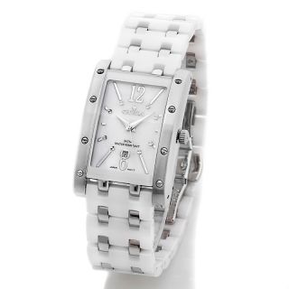 Croton Ladies Stainless Steel and White Ceramic Watch with Screw Head