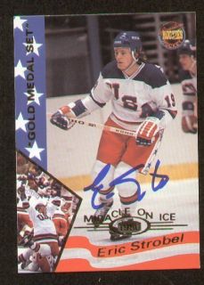 Eric Strobel Signed Miracle on Ice Gold Medal Set Card