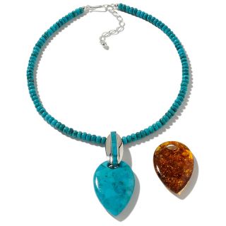 Jay King Turquoise Inlay Sterling Silver Interchangeable Gemstone Drop