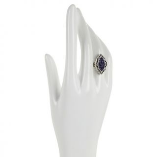 Orvieto Silver Leaf Shaped Violet Drusy Sterling Silver Ring