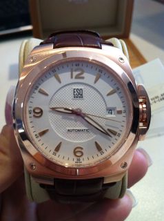 Mens Esq Swiss Rose Gold Leather Band Watch