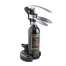 Wine Enthusiast Electric Blue Push Button Corkscrew   Stainless Steel