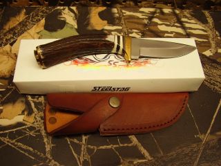Steel Stag Whitetail Skinner Knife 3 5 8 Blade With Leather Sheath P N