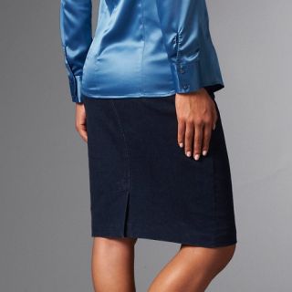 Queen Collection Stretch Denim Skirt with Full Zip Front at