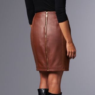 IMAN Platinum Collection Lamb Leather and Knit Skirt