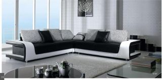 Modern Black White Leather Sectional Sofa Couch B 333