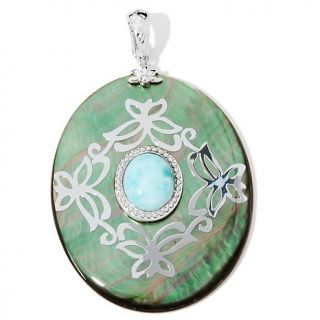 128 735 art of asia black mother of pearl and larimar oval sterling