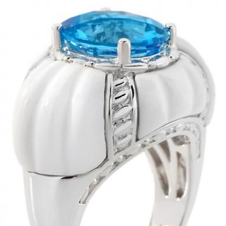 Victoria Wieck Swiss Blue Topaz and White Agate Dome Ring