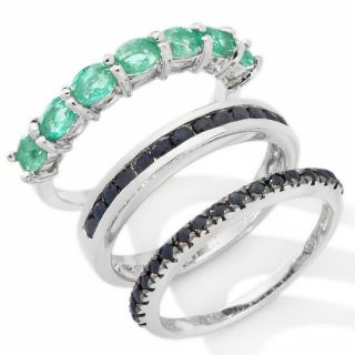 Jewelry Rings Fashion 1.41ct Colombian Emerald and Black Sapphire