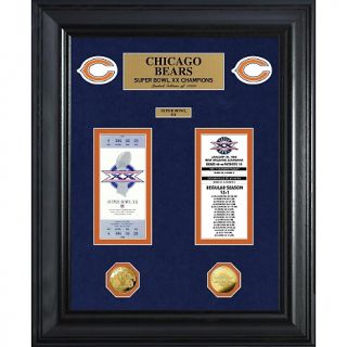 Chicago Bears Framed Super Bowl Ticket and Game Coin Collection