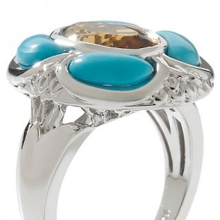 Victoria Wieck Whiskey Quartz and Turquoise Inlay Oval Frame Ring at