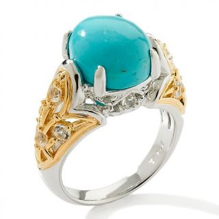 162 161 victoria wieck 52ct turquoise and white topaz 2 tone ring note