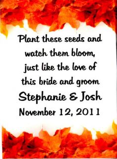 Autumn Fall Leaves Border Wedding Seed Packets Favors