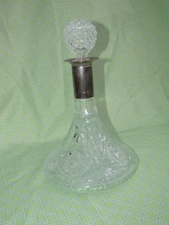 Vintage Decanter Etched Lead cut Crystal Brilliant clear glass, Ships