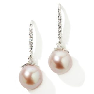 162 429 cultured freshwater pearl and cz sterling silver earrings