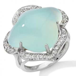 93ct Blue Chalcedony and White Sapphire Sterling Silver Maple Cut