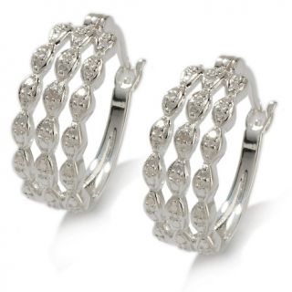 167 333 sterling silver diamond accent 3 row marquise hoop earrings